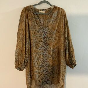 Ulla Johnson Tan Midi Dress with Oversized Tunic Style